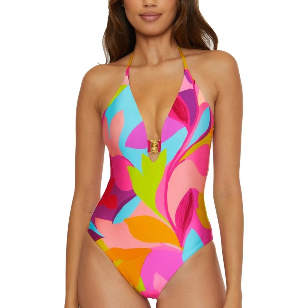 NWT Trina Turk Women's Lilleth Plunge One Piece Swimsuit